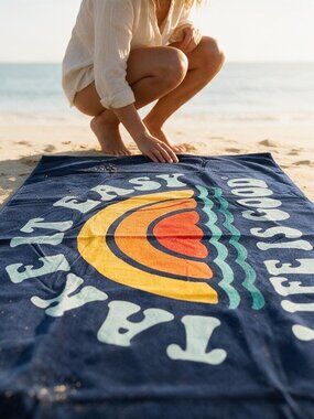 Take it Easy Life is Good Beach Towel Sunrise Water